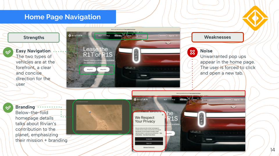 Rivian Homepage Navigation